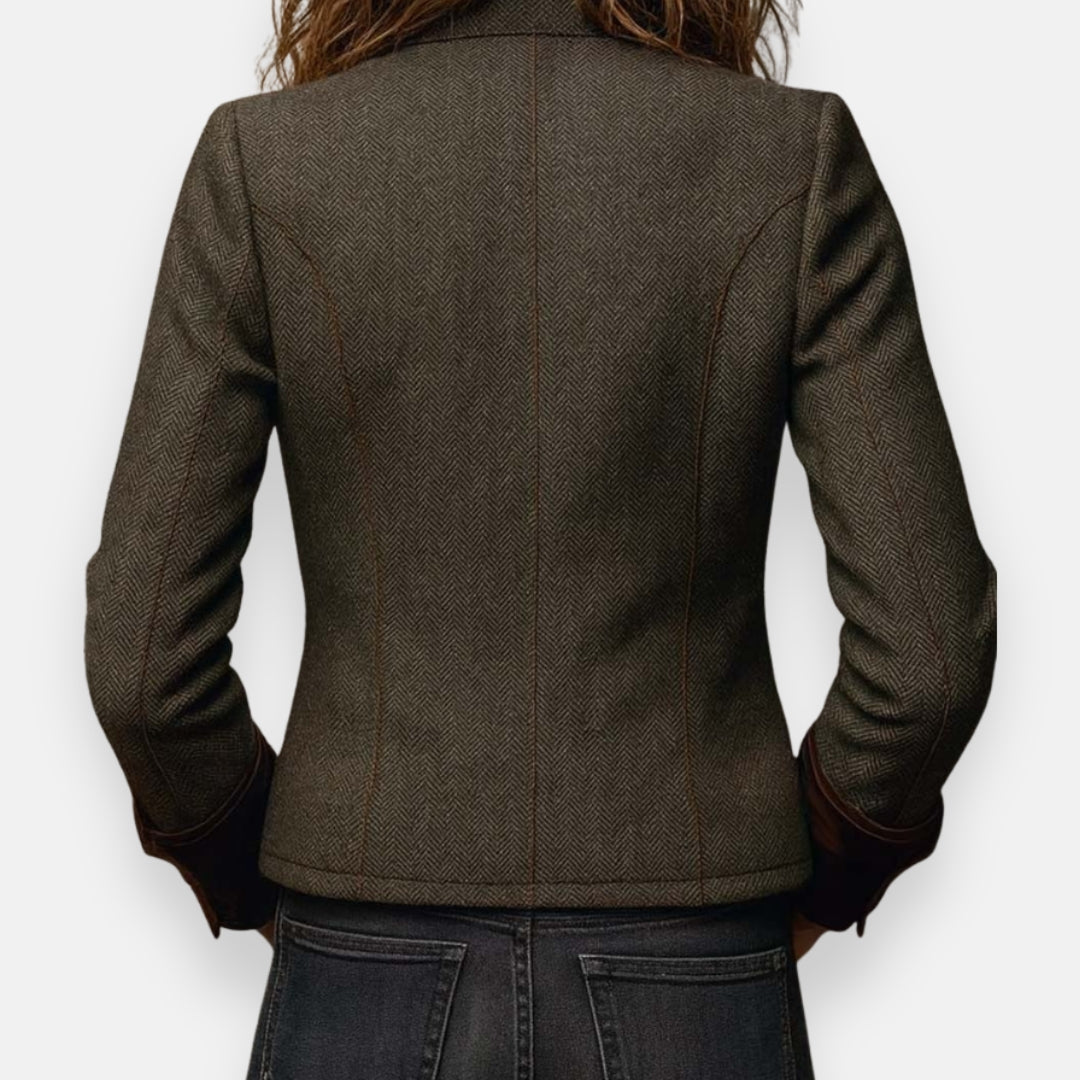 Fleur | Veste Élégante en Tweed à Détails Velours