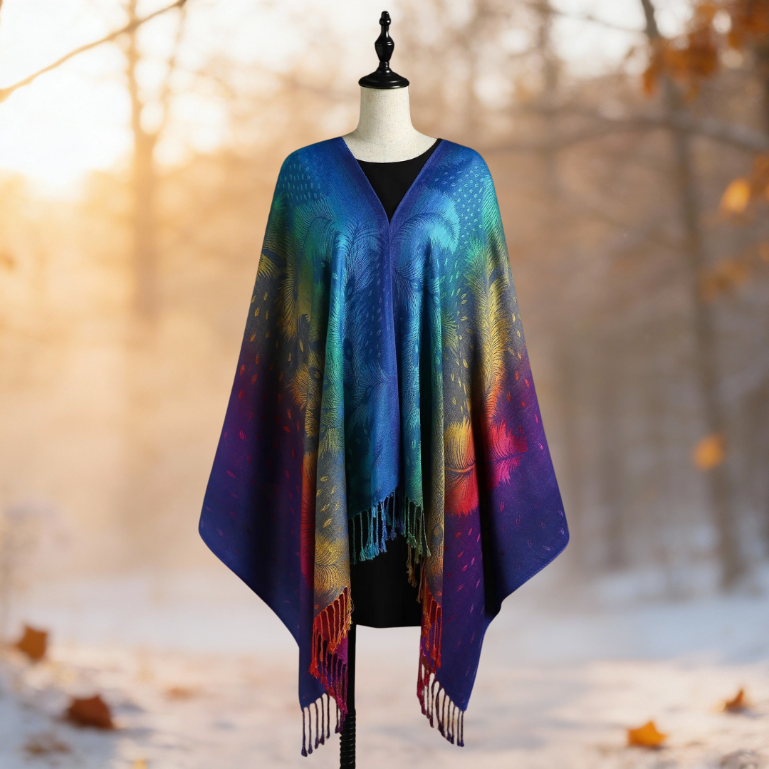 Roxane | Cape Étoffe Multicolore Élégante