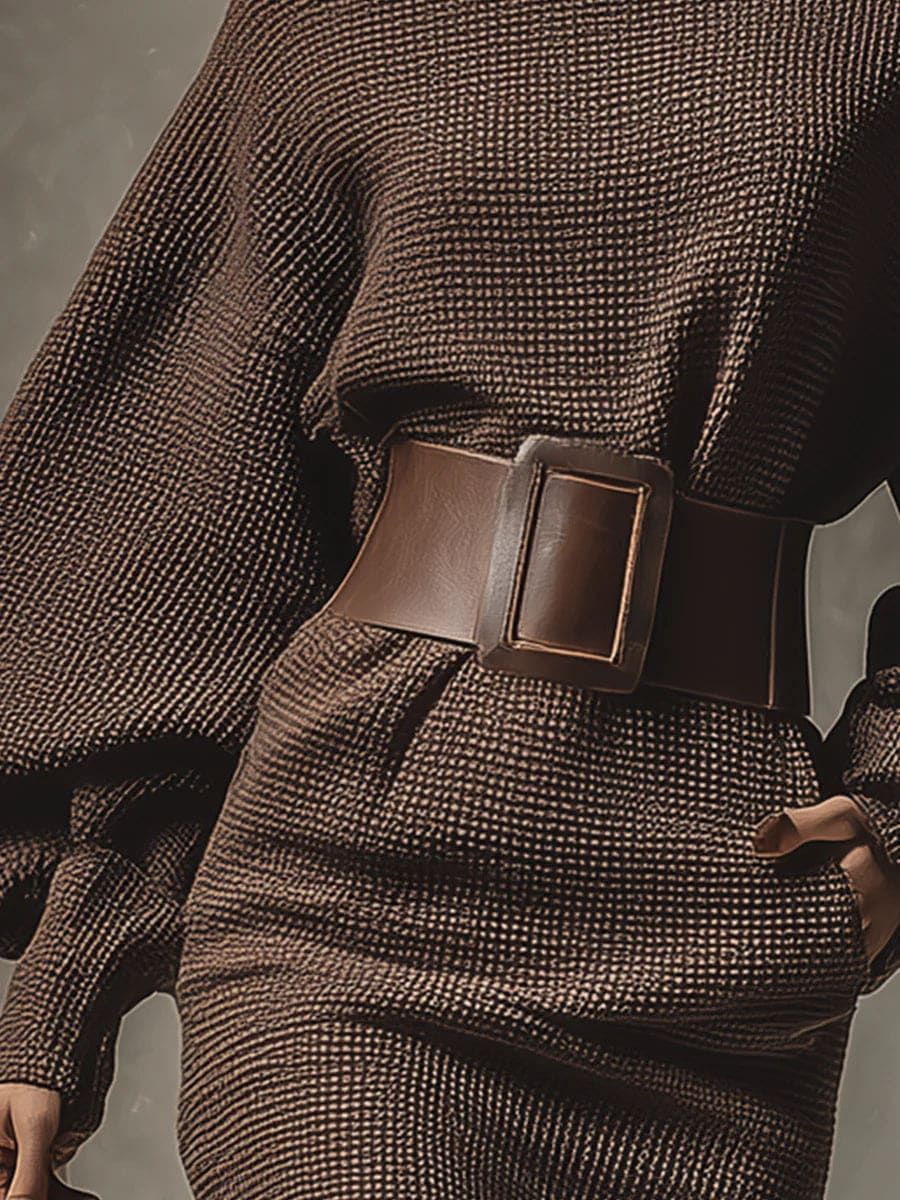 Maëlys | Robe maillée courte avec ceinture structurée