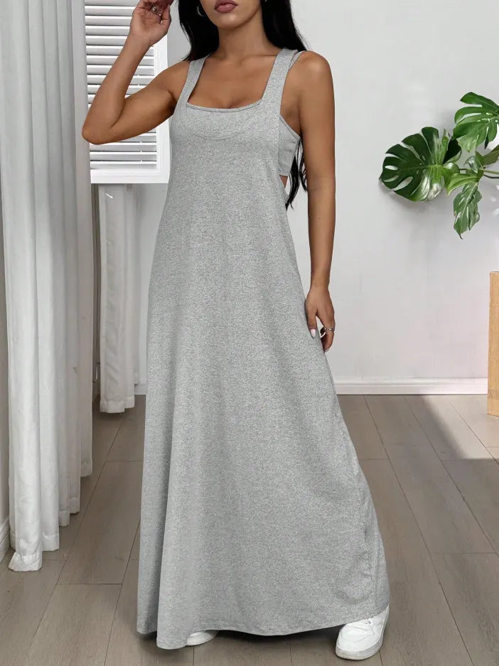 Liva | La Robe Maxi Effet Deux-Pièces à Découpes Structurales