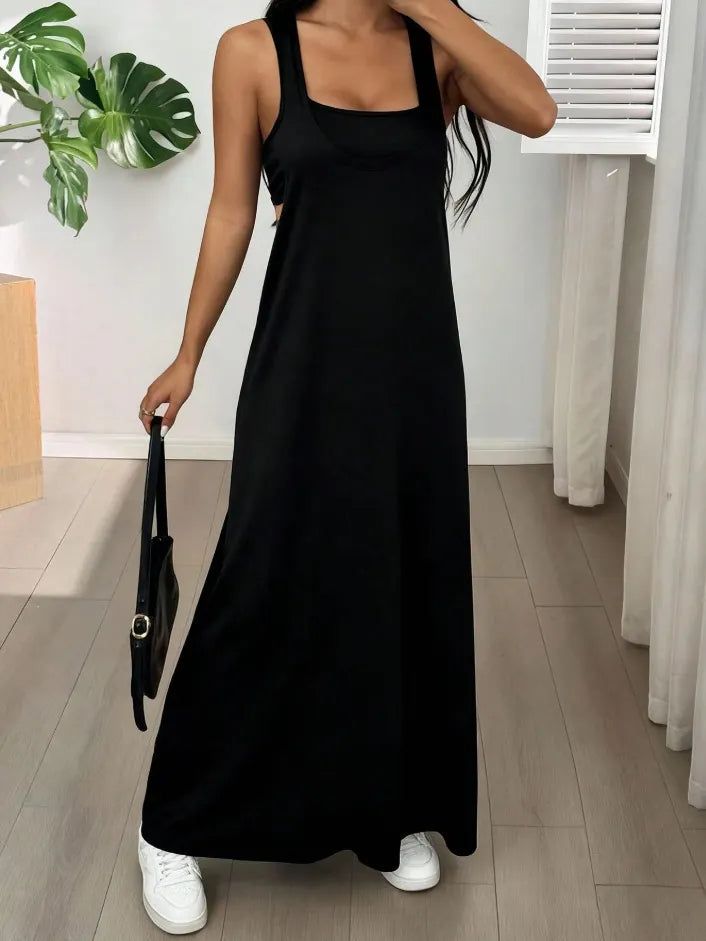 Liva | La Robe Maxi Effet Deux-Pièces à Découpes Structurales