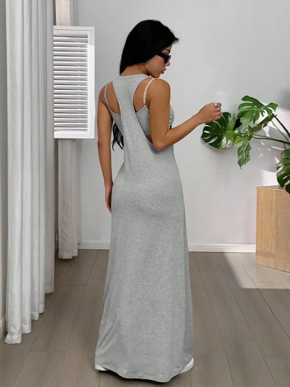 Liva | La Robe Maxi Effet Deux-Pièces à Découpes Structurales