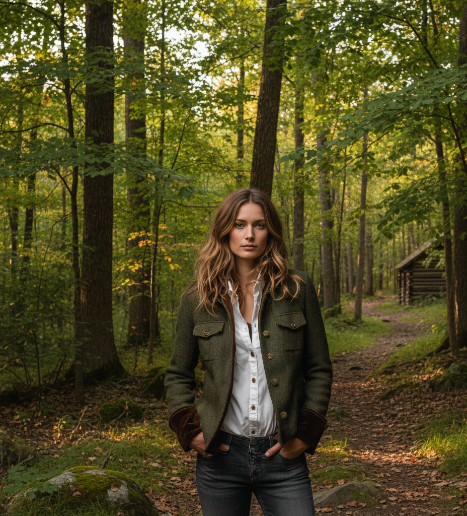 Fleur | Veste Élégante en Tweed à Détails Velours