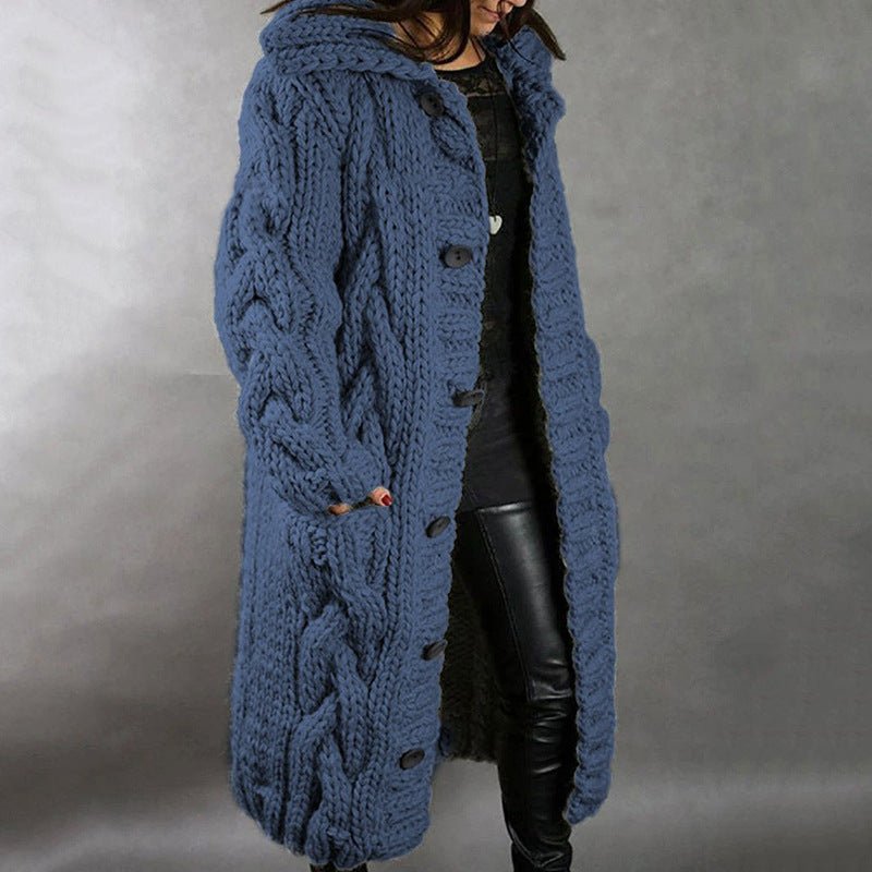 Violaine | Manteau Long Élégant en Maille Torsadée