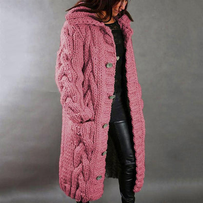 Violaine | Manteau Long Élégant en Maille Torsadée