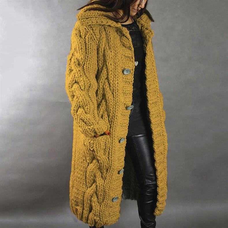 Violaine | Manteau Long Élégant en Maille Torsadée