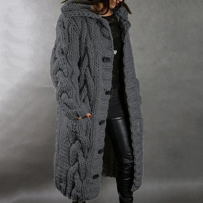 Violaine | Manteau Long Élégant en Maille Torsadée