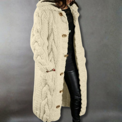 Violaine | Manteau Long Élégant en Maille Torsadée