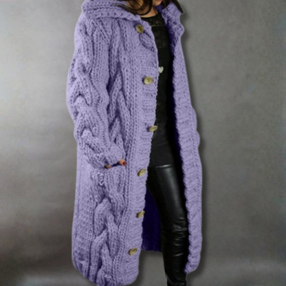 Violaine | Manteau Long Élégant en Maille Torsadée