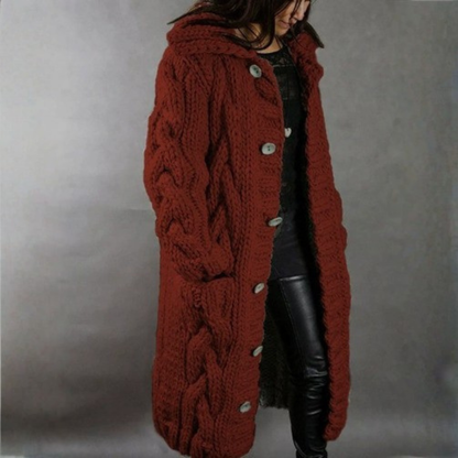 Violaine | Manteau Long Élégant en Maille Torsadée