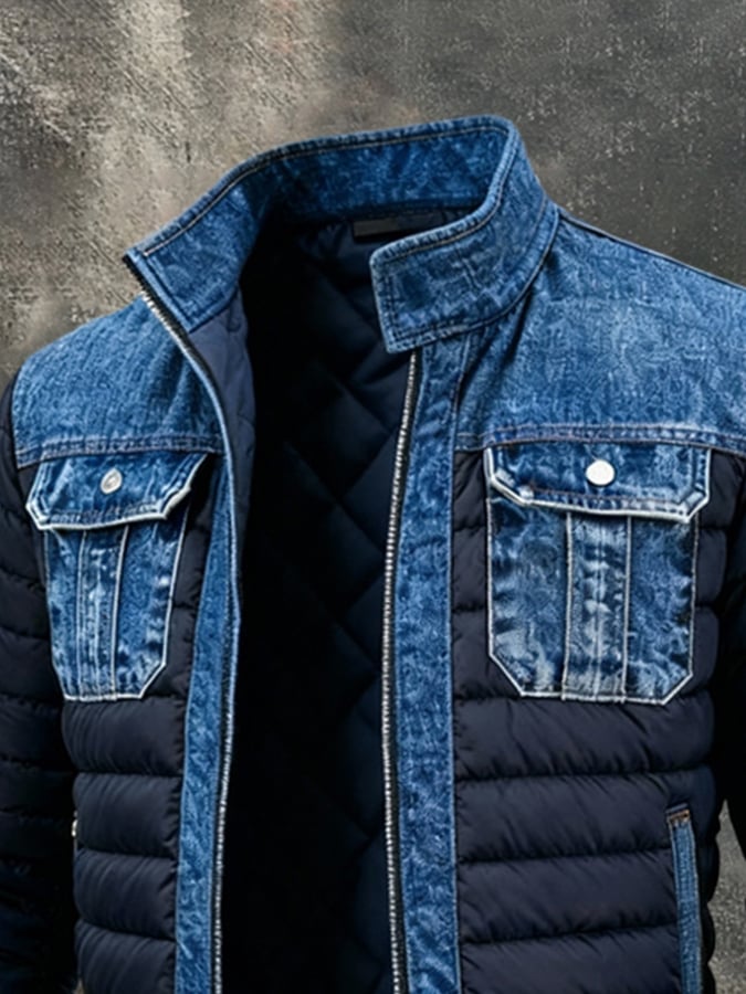Lucas | Veste d'Hiver en Denim Matelassé pour Homme