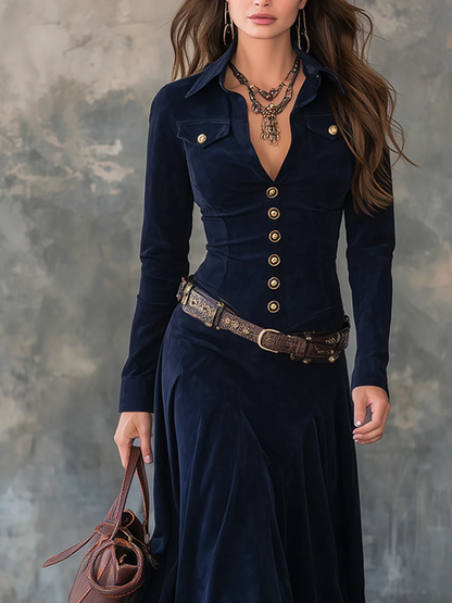 Zoé | Robe longue en suédine avec fente