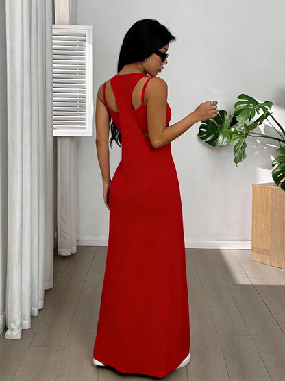 Liva | La Robe Maxi Effet Deux-Pièces à Découpes Structurales